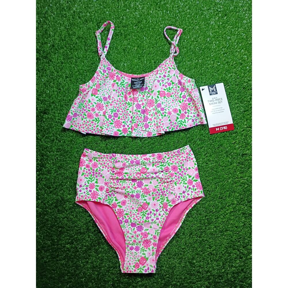 Member's Mark Girls' Floral Two-Piece Bikini Swim Set M (7/8) NWT